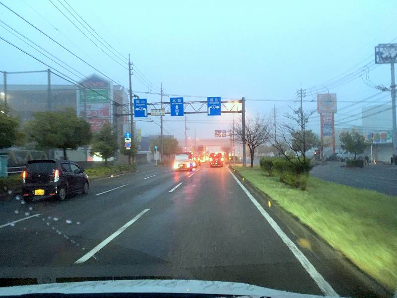 霧で霞んだ倉敷